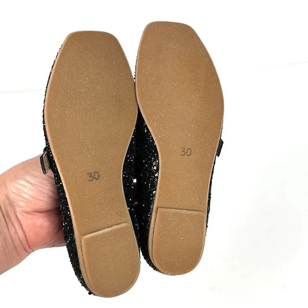 New GARVALIN Spain Girls Sparkly Formal Flat Black Mary Jane Shoes EUR 30 US 13